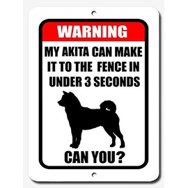 BA IMAGE Funny Warning Beware of Dog Akita 002 9x12 Aluminum Sign