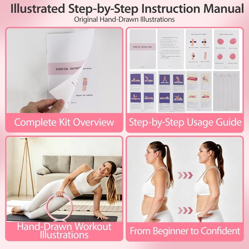 Pilates Ring and Ball Set with Ankle Weights, Resistance Band