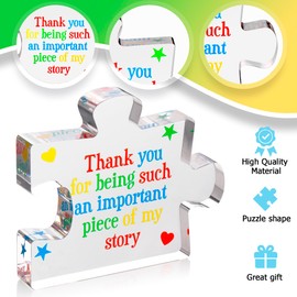 Teacher Appreciation Gifts for Women, Men - Thank You Engraved Acrylic Block Puzzle 4.1 x 3.5 inch - Heartwarming Teacher Gift - Cute Student Teacher Gifts - Novelty Daycare Teacher Gift