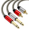 2x6.35 mm to 2RCA Cable,Dual 1/4 inch TS Stereo Jack