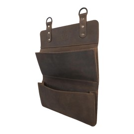 Hide & Drink, Double Document Holder for Hanging, Wall Decoration, Handmade from Full Grain Leather - Bourbon Brown