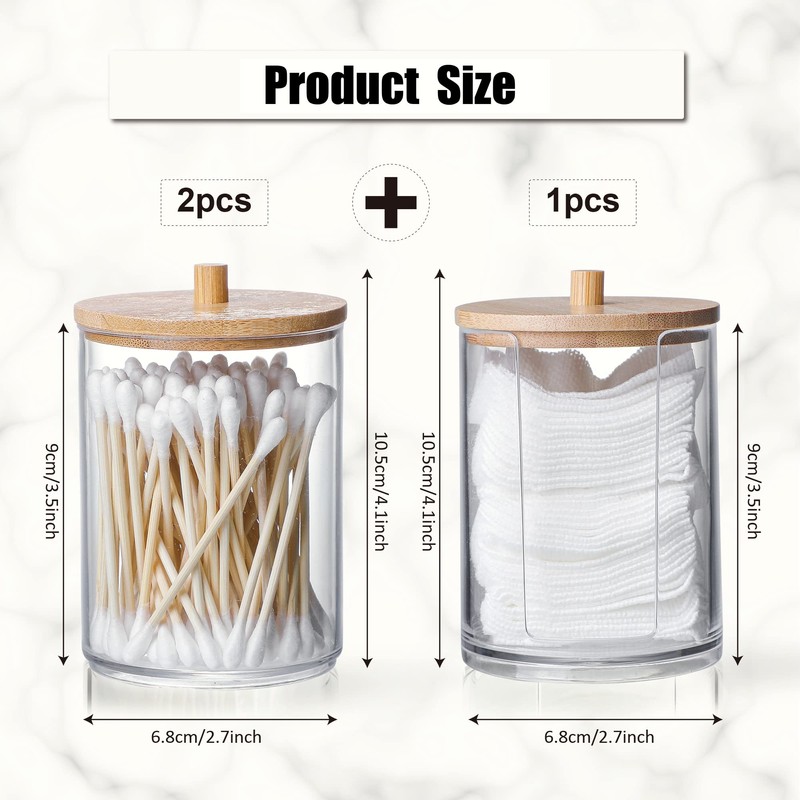 MKLZ 3 Pcs Qtip Holder and Cotton Round Pad Dispenser