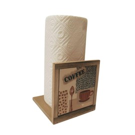 Kitchen Roll Holder Made Of Wood And Ceramic with Coffee Design