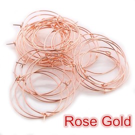 50pcs 35 mm Silver Hoops Earrings Metal Big Circle Ear Wire Hoops Earrings Wires for DIY Jewelry Making Supplies Jewelry Findings (1.38inch) (Rose Gold)