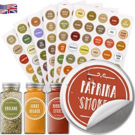 Vinta Décor 210 Spice Labels with QuickFind™ Color-Coding Waterproof Oil-Resistant Round ...