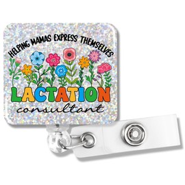 PUVOXHO Helping Mamas Express Themselves Funny Glitter Badge Reel, Retractable Badge Holder with Alligator Clip for Obstetrics OB Nurse Neonatal Nurses, Lactation Consultant Office Gifts