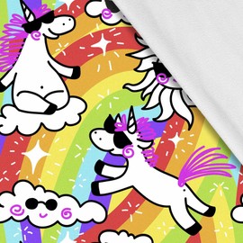 HEKO PANELS Softshell Fabric Sold by the Metre Outdoor Fabric Waterproof with Fleece Fabric for Sewing Sewing Fabrics Windproof for Jacket Hiking Sports Jumpsuit Unicorns Rainbow 1 Metre 145 x 100 cm