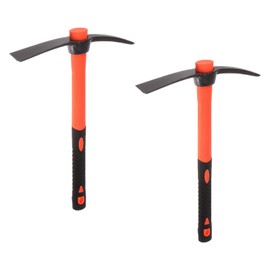 HARFINGTON 2pcs Pick Mattock Hoe, 15 inch Steel Forged Weeding Garden Pick Axe with Red Fiberglass Handle Garden Pick Axe Hand Tool for Digging, Gardening, Camping, Planting