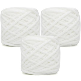 Chunky Velvet Chenille Yarn for Crocheting White Velvet Fluffy Plush Thick Bulky Chunky Chenille Velvet Soft Baby Blanket Yarn for Crocheting Hand Knitting3* 100g(White)