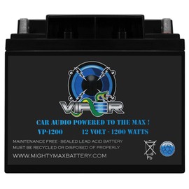 Mighty Max Battery Viper by Mighty Max Battery VP-1200-12 Volt 50 AH, Nut and Bolt (NB) Terminal, 1200 Watt Car Audio High Current Power Cell Battery
