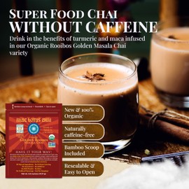 Blue Lotus Chai - Golden Rooibos Flavor Masala Chai - Makes 17 Cups - 0.5 Ounce Masala Spiced Chai Powder with Organic Spices - Instant Indian Tea No Steeping - No Gluten