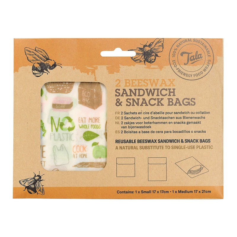 Tala Reusable Beeswax Food and Snack Bags, Zero Waste Patterned
