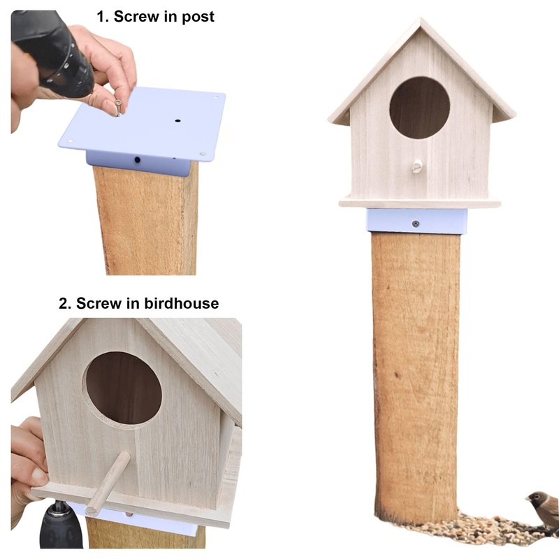 Aiwaiufu Birdhouse Mounting Bracket for 4x4 Wood Post, White, Metal