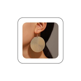Yienate Circle Disc Dangle Drop Earrings Gold Boho Large Round Circular Earrings Statement Geometric Flat Round Earrings Large Coin Disc Drop Earrings Jewellery for Women, Zinc, No Gemstone