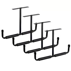 Romorgniz 4 Sets Overhead Garage Storage Rack, Utility Hooks & Ladder Hangers with Steel Pipes, Ceiling Racks for Lumber & Bulk Items