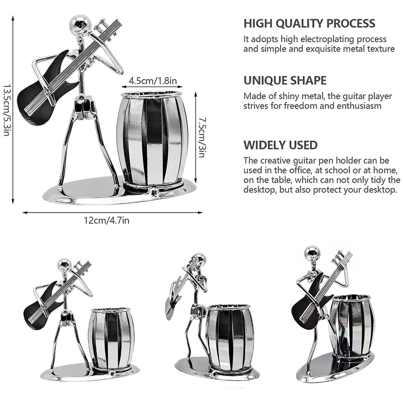 OVBOVA Guitar Pen Holder Metal Pencil Holder Creative Desktop Accessories