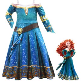 Little Girls Princess Dress Merida Costume Dress Party Carnival Fancy Dress Hallowen Cosplay 8T
