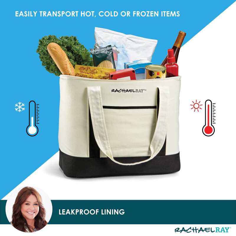 Rachael Ray Insulated Thermal Canvas Tote, Ivory