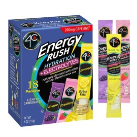 4C Energy Rush Electrolyte Stix 18 Pack Flavored Drink Concentrate 0.28 Oz