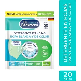 Dr. Beckmann, Magic Leaves, Detergente para Ropa Blanca y de Color, en Hojas, Calidad Alemana, Fácil de Usar, Contiene 20 Hojas
