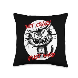 Getahead Cranium Mad Cat Throw Pillow, 16x16, Multicolor