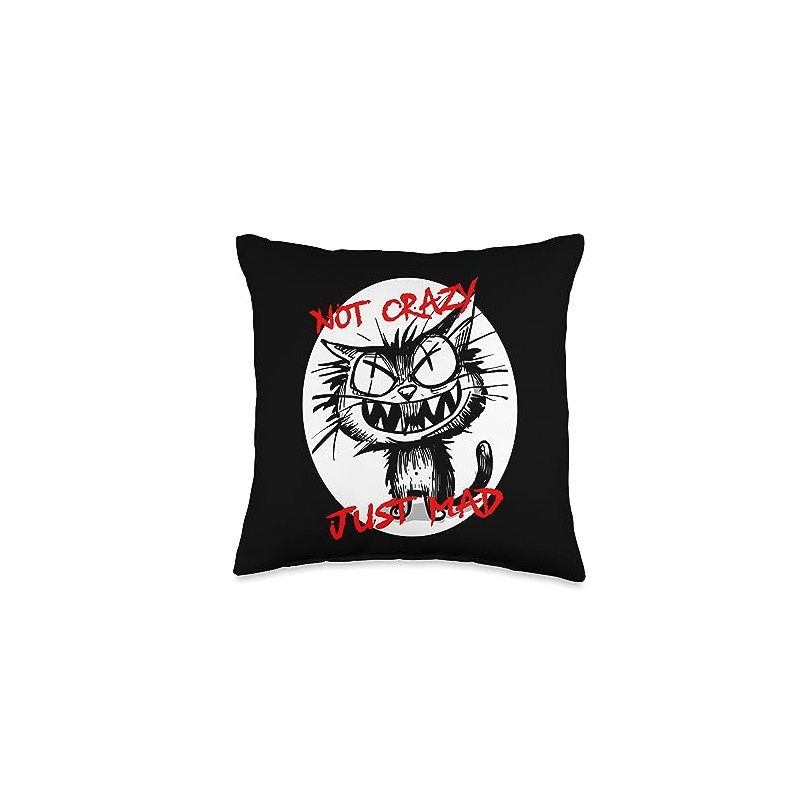 Getahead Cranium Mad Cat Throw Pillow, 16x16, Multicolor
