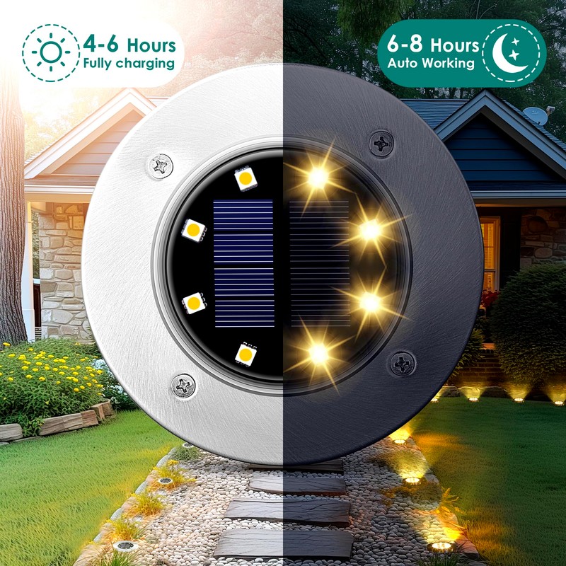 SOLPEX 20 Pack Solar Ground Lights Waterproof, Solar Powered Garden