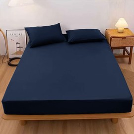 AULIFLOWER Fitted Sheet, Bed Sheet, Bed Cover, Absorbent and Quick Drying, Suitable for Mattresses 5-30cm Thickness, Mattress Cover, Skin-friendly, Washable, All Seasons, Comfortable, Queen,