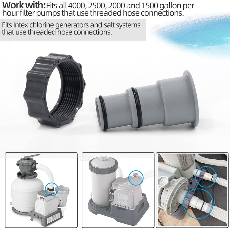 Pool Hose Adapter A with Collar for Intex Threaded Connection