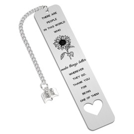 Sunflower Gifts Inspirational Bookmark for Women - Metal Bookmarks with Book Chain Book Markers for Book Lovers Back to School Coming of Age Gifts for Him Her Students Teachers
