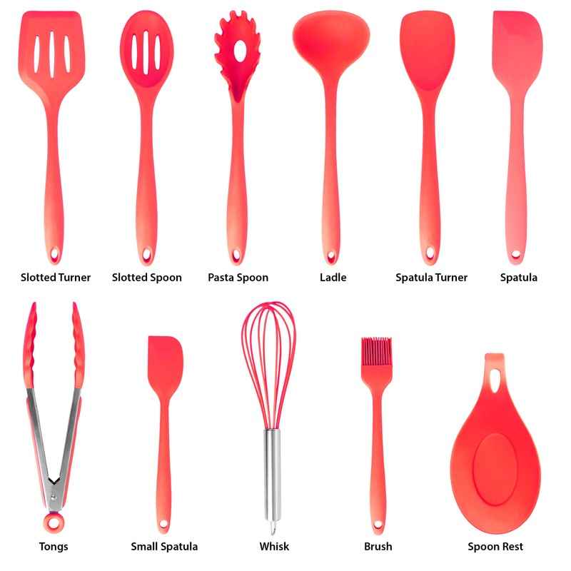 MegaChef Tool Cookware Utensil Set, 12 Piece, Red