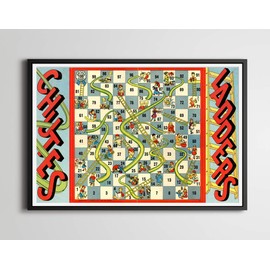 1943 Chutes & Ladders Board Game POSTER! - 24" x 36" or Smaller - Made in USA - Vintage - Milton Bradley - Games - Game Room - Classic