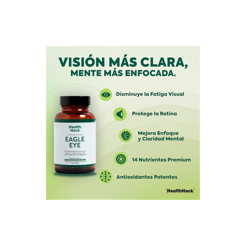 Eagle Vsion con Luteína, Zeaxantina, Vitamina E, Zanahoria Health Hack