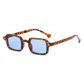Xpectrum Small Retro Rectangle Sunglasses for Men Women Trendy Vintage Square Sun Glasses (Turtoise Blue)
