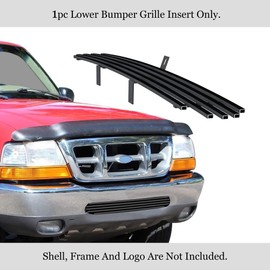 APS Compatible with Ford Ranger 1998-2000 Lower Bumper Stainless Steel Black 8x6 Horizontal Billet Front Grill Grille Insert S18-J84058F