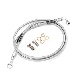 Mofun Extended Length Hydraulic Front Brake Line Kit 54" For 16-18" Handlebar Non-ABS Compatible with Harley Dyna 1995-2011, Softail 2000-2010, Stainless Steel, Chrome