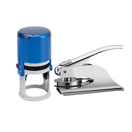 Nebraska Notary Silver Seal Embosser Bundle with Blue R-542 Round Self Inking Stamp