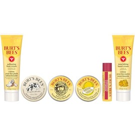 Burt's Bees Kit de ideas de regalos, consejos y dedos de los pies, 6 productos de tamaño de viaje, bálsamo labial hidratante de granada, 2 cremas de m