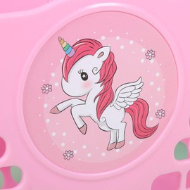 POPETPOP Children Bike Basket Plastic Unicorn Pattern Front Handlebar Bicycle Scooter Baskets for Kids Bike Scooter Accessory Pink