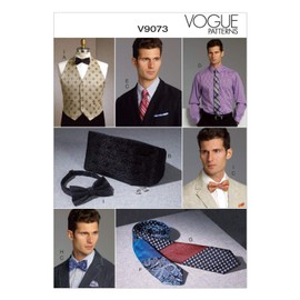 Vogue Patterns V9073 Men's Vest, Cummerbund, Pocket Square and Ties Sewing Template, One Size