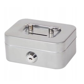 Elegant Steel Cash Box, Lockable, Small Cash Box, Lockable with Key, Money Box, Lockable Cash Box, for Coins and Notes (Silver)