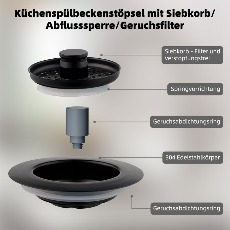 Hibbent Sink Stopper, Sink Strainer and Stopper Combo, 3 Stainless