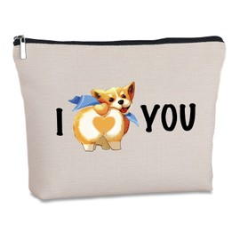 Yegifeyct Funny Corgi Zipper Travel Cosmetic Bag i Love You Corgi Mom Gifts Cute Birthday Christmas Gifts for Women Corgi Lover Dog Lover Pet Lover Friends