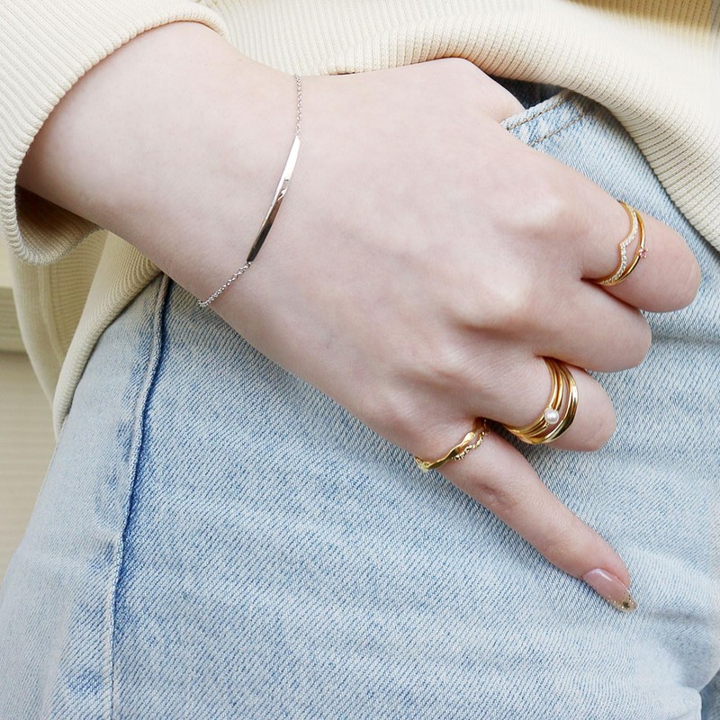 Lara Christie sv925 Women's Pinky Ring, 925 Silver, Yellow Gold,