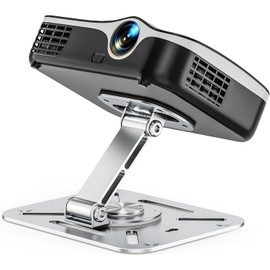 Projector Stand, Tabletop Type, 360 Degree Rotation Angle Adjustable, Metal Base for Stable Storage, Space-Saving Design, 1/4" Screw, Silver