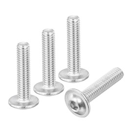 sourcing map 100Pcs M4-0.7x18mm Flanged Button Head Socket Cap Screws, 304 Stainless Steel Socket Drive Fasteners Bolts, Fully Thread Machine Screws, Silver