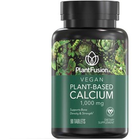 PlantFusion Vegan Calcium, Premium Plant Based Calcium (1000mg) Sourced from Icelandic Red Algae, Plus Magnesium, D3, K2, and Boron, 90 Vegan Tablets