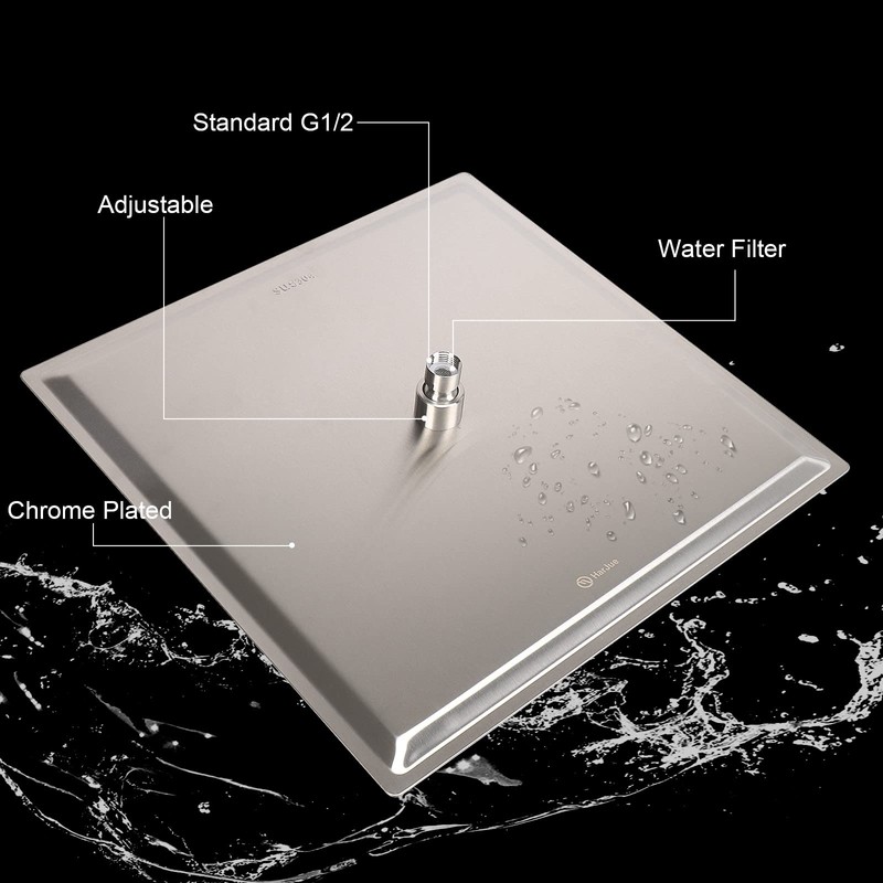 HarJue Shower Head with Extension Arm, High Pressure Square with