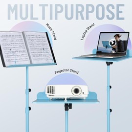 CAHAYA Sheet Music Stand & Tabletop Music Stand Solid Back with Carrying Bag for Books Notes Laptop Tablet Blue CY0194-3