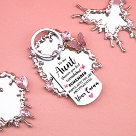 Yaxkvapu Auntie Gift Ideas Best Aunt Ever Gifts Aunt Gifts for Women Unique Birthday Christmas Thanksgiving Mothers Day Gift from Niece Nephew Inspiration Butterfly Keychain